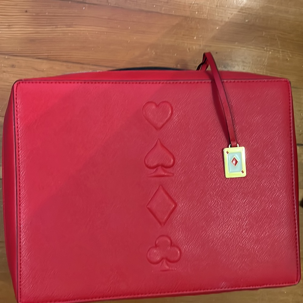 New Estee Lauder red Ace card makeup large bag